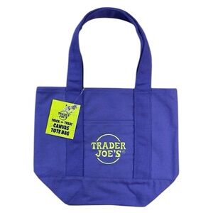 Brand New Trader Joe's Mini Canvas Tote Bag in Purple 2025 Fall Collection.
